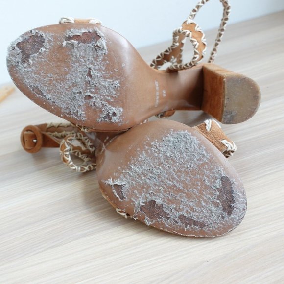 Bagatt Shoes Women Leather Size 39 Sandals Ankle Strap Heel Brown 8.5 Boho ITALY - Picture 11 of 15